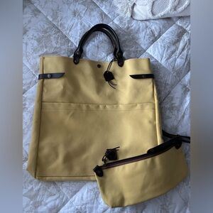 Tampicobags Beach Bag L bordé 100% Cotton and Leather - Yellow Made in France